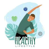 Isolated cute boy healthy abstract character Healthy lifestyle Vector illustration