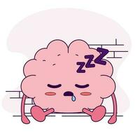 Isolated cute asleep brain cartoon character Vector illustration