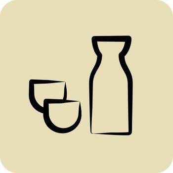Icon Sake. suitable for Japanese symbol. hand drawn style. simple design editable. design template vector