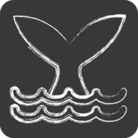 Icon Whale. suitable for seafood symbol. chalk Style. simple design editable. design template vector