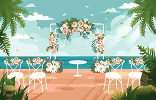 Wedding Scene Background with Sea Side View vector