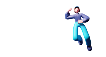 3D Young Girl Jumping Character. png