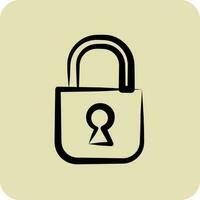 Icon Locked. suitable for Security symbol. hand drawn style. simple design editable. design template vector