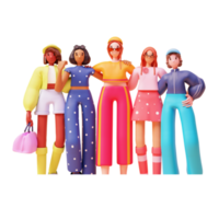 Group Of 3D Modern Young Girls png