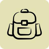 Icon Backpack. suitable for education symbol. hand drawn style. simple design editable. design template vector