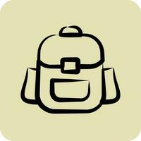 Icon Backpack. suitable for education symbol. hand drawn style. simple design editable. design template vector