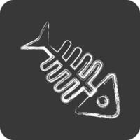 Icon Fish Bone. suitable for seafood symbol. chalk Style. simple design editable. design template vector