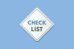 Check List text Button. Check List Sign Icon Label Sticker Web Buttons vector