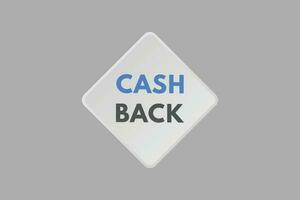 Cash Back text Button. Cash Back Sign Icon Label Sticker Web Buttons vector