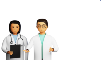 3d representación de masculino y hembra médico personaje png