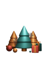 3d glansig jul träd med silver- glitter snöflingor, gåva lådor, bollar. png