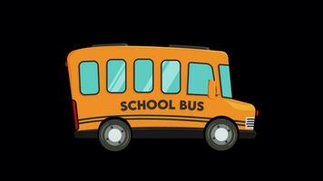 Schule Bus Karikatur Animation zum Erklärer Video - - Bildung Transport Konzept. eben Karikatur Stil - - transparent