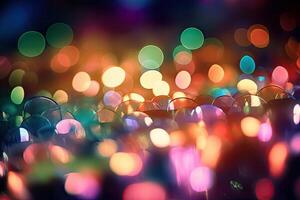 Abstract blurry Bokeh light background, glowing glitter light soft focus, shiny sparkle scene, blur effect, with . photo