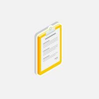 Clipboard Isometric right view - White Stroke with Shadow icon vector isometric. Flat style vector illustration.