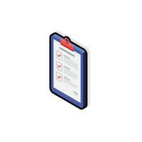 Checklist Isometric left view - Black Stroke with Shadow icon vector isometric. Flat style vector illustration.
