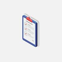 Checklist Isometric left view - White Stroke with Shadow icon vector isometric. Flat style vector illustration.