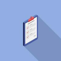 Checklist Isometric right view icon vector isometric. Flat style vector illustration.