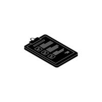 Checklist Isometric right view - White Outline icon vector isometric. Flat style vector illustration.