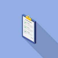 Checklist Isometric left view icon vector isometric. Flat style vector illustration.