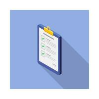 Checklist Isometric left view icon vector isometric. Flat style vector illustration.