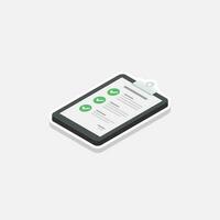 Checklist Isometric left view - White Stroke with Shadow icon vector isometric. Flat style vector illustration.