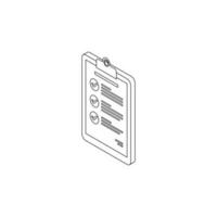 Checklist Isometric left view - Black Outline icon vector isometric. Flat style vector illustration.