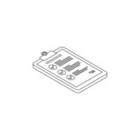 Checklist Isometric right view - Black Outline icon vector isometric. Flat style vector illustration.
