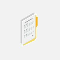 Document Isometric right view - White Stroke with Shadow icon vector isometric. Flat style vector illustration.