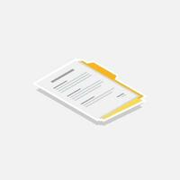 Document Isometric right view - White Stroke with Shadow icon vector isometric. Flat style vector illustration.