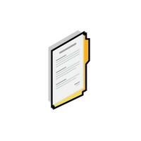 Document Isometric right view - Black Stroke with Shadow icon vector isometric. Flat style vector illustration.