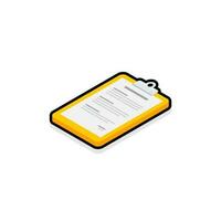 Clipboard Isometric left view - Black Stroke with Shadow icon vector isometric. Flat style vector illustration.