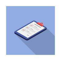 Checklist Isometric left view icon vector isometric. Flat style vector illustration.