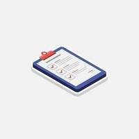 Checklist Isometric right view - White Stroke with Shadow icon vector isometric. Flat style vector illustration.