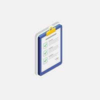 Checklist Isometric right view - White Stroke with Shadow icon vector isometric. Flat style vector illustration.