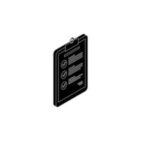 Checklist Isometric right view - White Outline icon vector isometric. Flat style vector illustration.