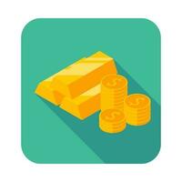 Gold Bar and Coin icon vector isometric. Flat style vector illustration.