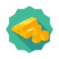 Gold Bar and Coin icon vector isometric. Flat style vector illustration.