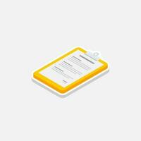 Clipboard Isometric left view - White Stroke with Shadow icon vector isometric. Flat style vector illustration.