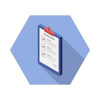 Checklist Isometric left view icon vector isometric. Flat style vector illustration.