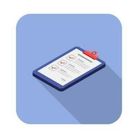 Checklist Isometric left view icon vector isometric. Flat style vector illustration.