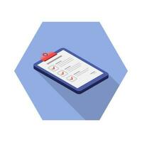 Checklist Isometric right view icon vector isometric. Flat style vector illustration.