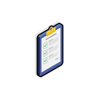 Checklist Isometric right view - Black Stroke with Shadow icon vector isometric. Flat style vector illustration.