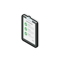 Checklist Isometric left view - Black Stroke with Shadow icon vector isometric. Flat style vector illustration.