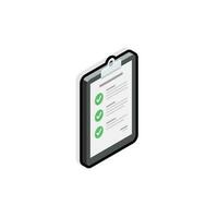 Checklist Isometric right view - Black Stroke with Shadow icon vector isometric. Flat style vector illustration.