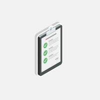 Checklist Isometric right view - White Stroke with Shadow icon vector isometric. Flat style vector illustration.