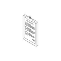 Checklist Isometric left view - Black Outline icon vector isometric. Flat style vector illustration.