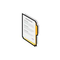 Document Isometric left view - Black Stroke with Shadow icon vector isometric. Flat style vector illustration.