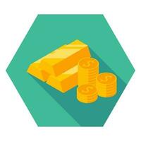 Gold Bar and Coin icon vector isometric. Flat style vector illustration.