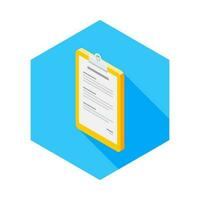 Clipboard Isometric left view icon vector isometric. Flat style vector illustration.