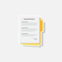 Document - White Stroke with Shadow icon vector isolated. Flat style vector illustration.